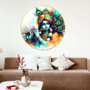 Wall Painting for Wall Decoration with Frame Sparkle Glossy Round Golden Framed Large Painting Office, Living Room, Bedroom, Home Decoration