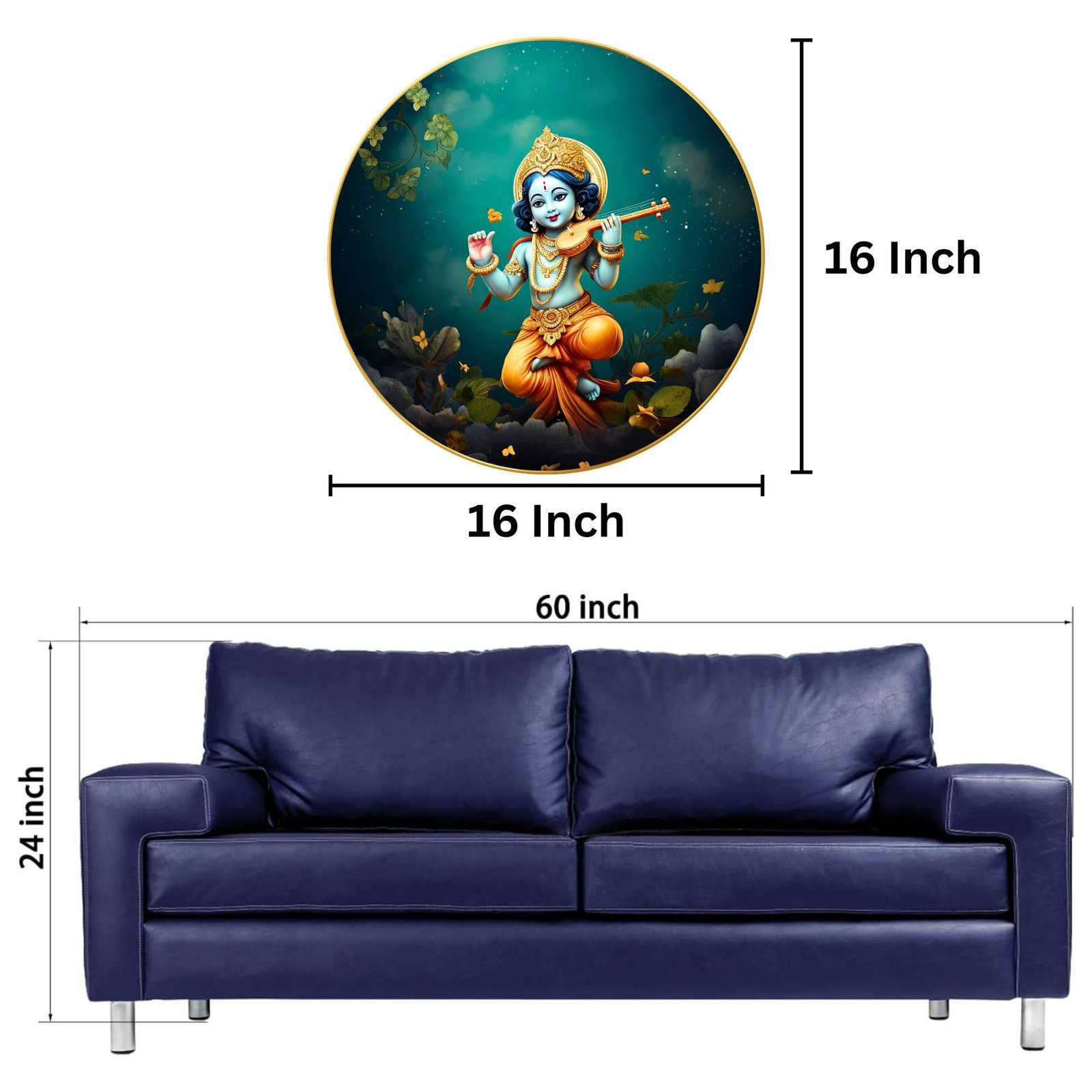 Wall Painting for Wall Decoration with Frame Sparkle Glossy Round Golden Framed Large Painting Office, Living Room, Bedroom, Home Decoration - Image 2